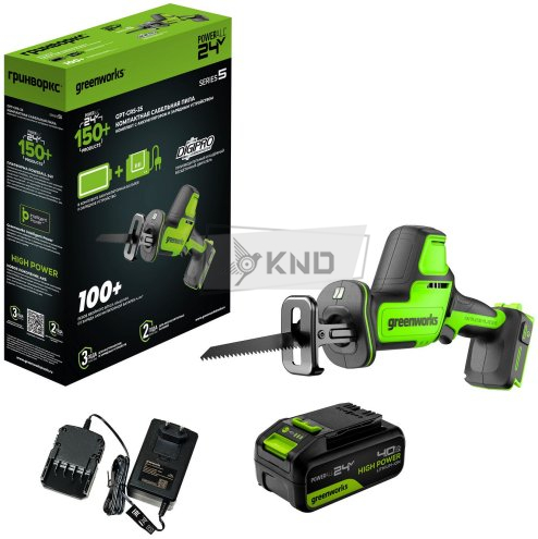 Сабельная пила аккумуляторная GreenWorks GreenWorks GPT-CRS-25 24В, с АКБ 4 Ач и ЗУ - фото №15