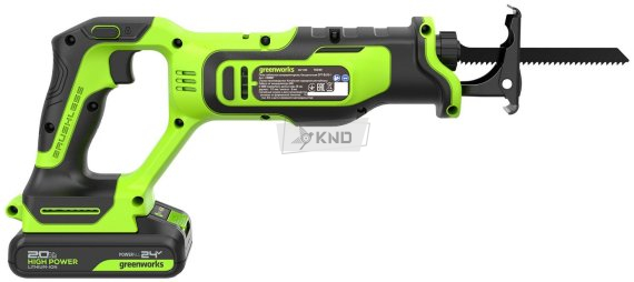 Сабельная пила аккумуляторная GreenWorks GPT-BLRS-1 24В, с АКБ 2 Ач и ЗУ - фото №4
