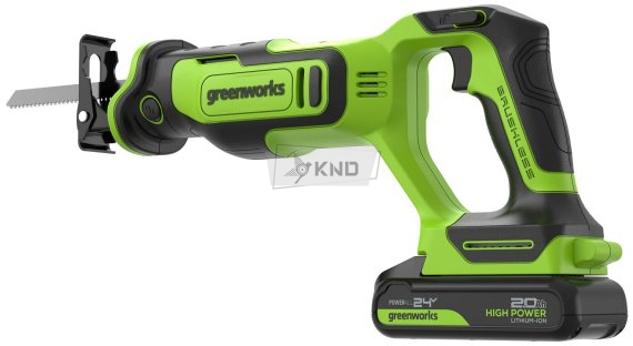 Сабельная пила аккумуляторная GreenWorks GPT-BLRS-1 24В, с АКБ 2 Ач и ЗУ - фото №5