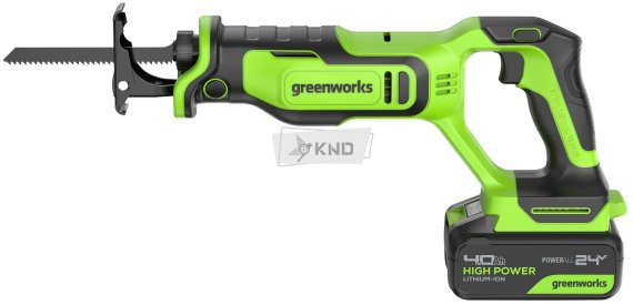 Сабельная пила аккумуляторная GreenWorks GPT-BLRS-1 24В, с АКБ 4 Ач и ЗУ - фото №3