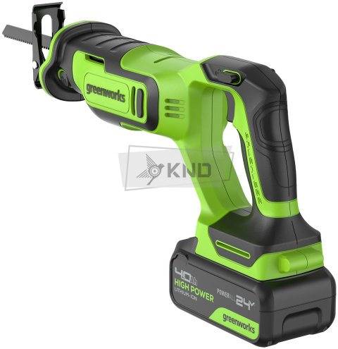 Сабельная пила аккумуляторная GreenWorks GPT-BLRS-1 24В, с АКБ 4 Ач и ЗУ - фото №4