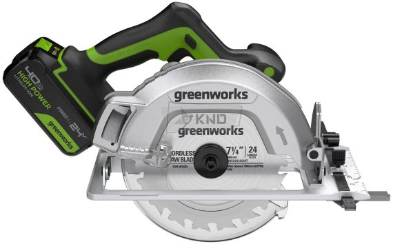 Аккумуляторная циркулярная пила Greenworks GD24CS с АКБ 4 Ач и ЗУ - фото №1