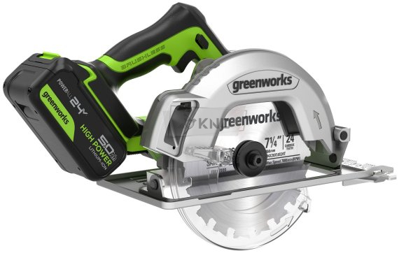 Аккумуляторная циркулярная пила Greenworks GD24CS с АКБ 5 Ач и ЗУ - фото №1
