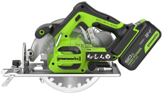 Аккумуляторная циркулярная пила Greenworks GD24CS с АКБ 5 Ач и ЗУ - фото №2