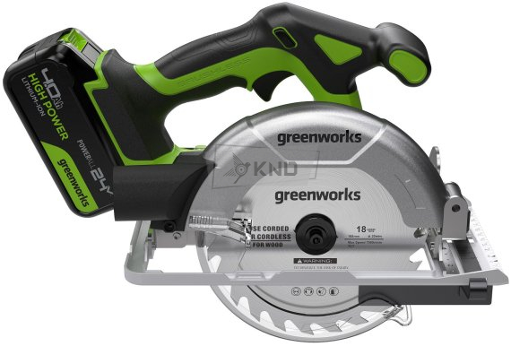 Циркулярная пила аккумуляторная Greenworks GD24CS165, 24В, с АКБ 4 Ач и ЗУ - фото №3