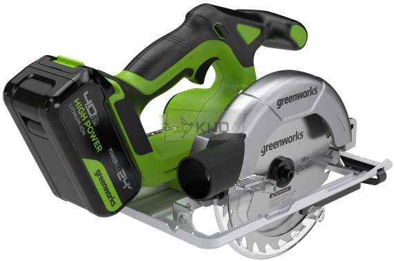 Циркулярная пила аккумуляторная Greenworks GD24CS165, 24В, с АКБ 4 Ач и ЗУ - фото №4