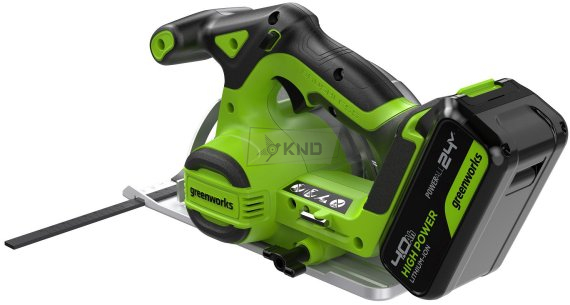 Циркулярная пила аккумуляторная Greenworks GD24CS165, 24В, с АКБ 4 Ач и ЗУ - фото №6