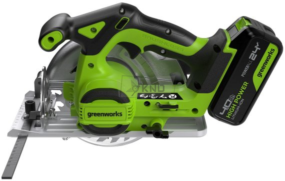 Циркулярная пила аккумуляторная Greenworks GD24CS165, 24В, с АКБ 4 Ач и ЗУ - фото №7