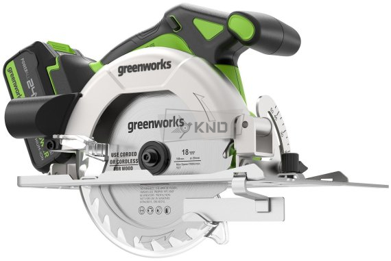 Циркулярная пила аккумуляторная Greenworks GD24CS165, 24В, с АКБ 5 Ач и ЗУ - фото №3