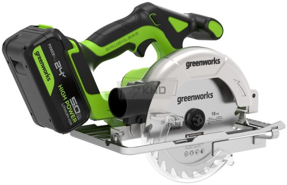 Циркулярная пила аккумуляторная Greenworks GD24CS165, 24В, с АКБ 5 Ач и ЗУ - фото №5