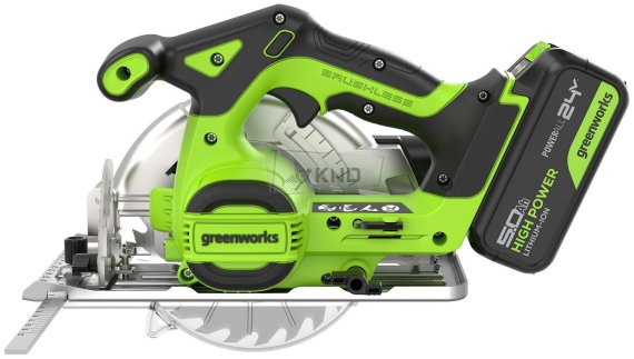 Циркулярная пила аккумуляторная Greenworks GD24CS165, 24В, с АКБ 5 Ач и ЗУ - фото №8