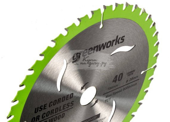 Пильный диск Greenworks 184 мм 40Т по дереву для мини пилы (2943307) - фото №1