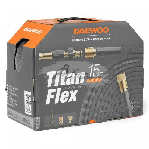 Шланг для полива DAEWOO TitanFlex DWH 9122 15м 15мм 5/8" с комплектом для полива - фото №2