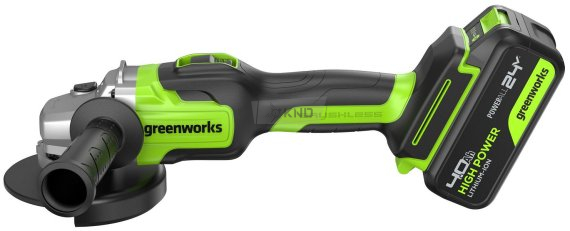Аккумуляторная угловая шлифмашина Greenworks GD24AG с АКБ 4 Ач и ЗУ - фото №1