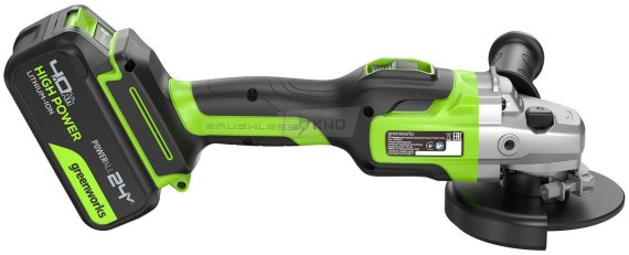 Аккумуляторная угловая шлифмашина Greenworks GD24AG с АКБ 4 Ач и ЗУ - фото №2