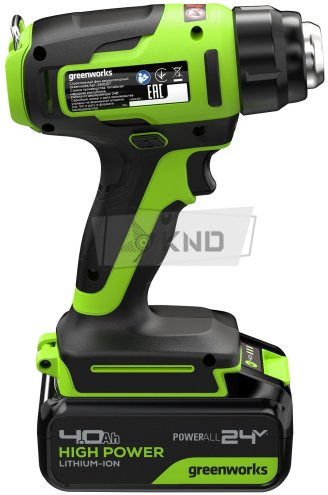 Фен строительный аккумуляторный Greenworks G24HG с АКБ 4 Ач и ЗУ - фото №7