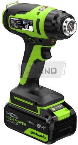 Фен строительный аккумуляторный Greenworks G24HG с АКБ 4 Ач и ЗУ - фото №8