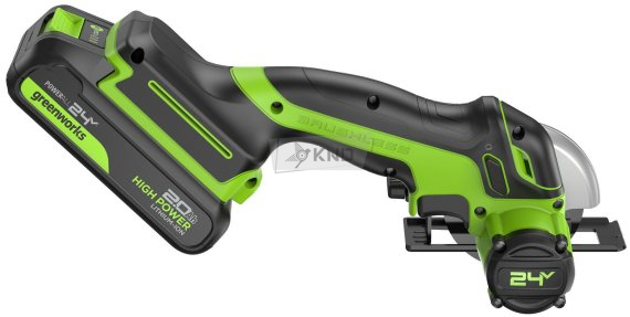 Угловая шлифовальная машина, аккумуляторная Greenworks GD24UCS, 24В с АКБ 2 Ач и ЗУ - фото №3