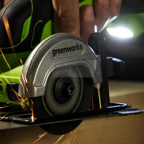 Угловая шлифовальная машина, аккумуляторная Greenworks GD24UCS, 24В с АКБ 2 Ач и ЗУ - фото №10