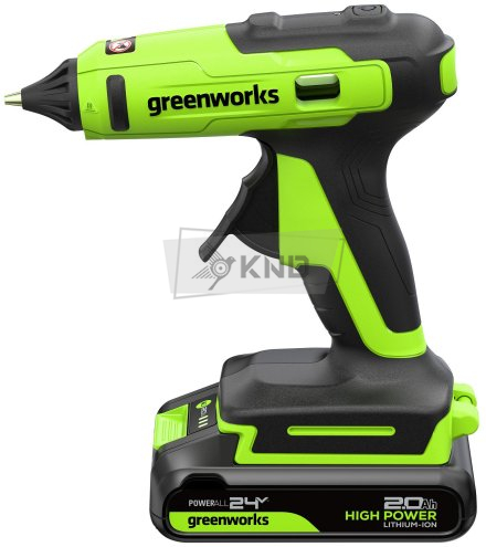 Пистолет клеевой аккумуляторный Greenworks G24GLG с АКБ 2 Ач и ЗУ - фото №2