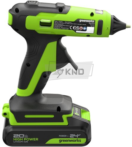 Пистолет клеевой аккумуляторный Greenworks G24GLG с АКБ 2 Ач и ЗУ - фото №6