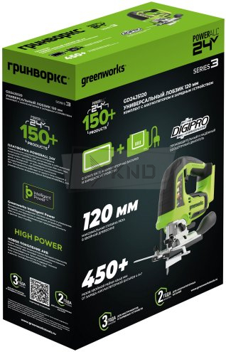 Лобзик аккумуляторный Greenworks GD24JS с АКБ 2 Ач и ЗУ - фото №8