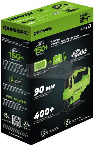 Лобзик аккумуляторный Greenworks GD24JS90 с АКБ 2 Ач и ЗУ - фото №7