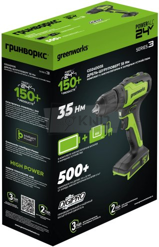Дрель-шуруповерт аккумуляторная Greenworks GD24DD35 с АКБ 2 Ач и ЗУ - фото №11