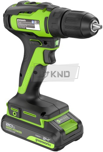 Дрель-шуруповерт аккумуляторная Greenworks GD24DD35 с 2 АКБ 2 Ач и ЗУ - фото №3