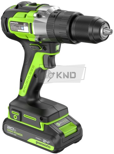 Дрель-шуруповерт аккумуляторная Greenworks GD24DD60 с АКБ 2 Ач и ЗУ - фото №1