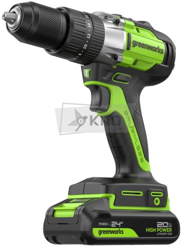 Дрель-шуруповерт аккумуляторная Greenworks GD24DD60 с АКБ 2 Ач и ЗУ - фото №2
