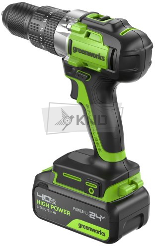 Дрель-шуруповерт аккумуляторная Greenworks GD24DD60 с АКБ 4 Ач и ЗУ - фото №2