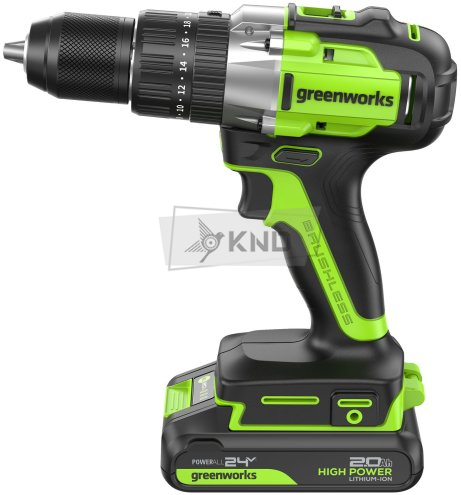Дрель-шуруповерт аккумуляторная Greenworks GD24DD60 с 2 АКБ 2 Ач и ЗУ - фото №3