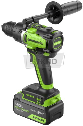 Дрель-шуруповерт аккумуляторная Greenworks GD24DD140 с АКБ 4 Ач и ЗУ - фото №2