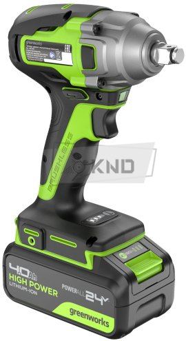 Гайковерт ударный аккумуляторный Greenworks GD24IW400 с АКБ 4 Ач и ЗУ - фото №3