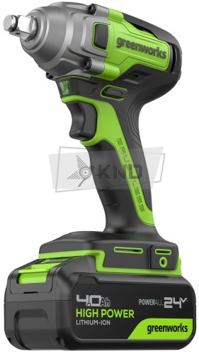 Гайковерт ударный аккумуляторный Greenworks GD24IW400 с АКБ 4 Ач и ЗУ - фото №5