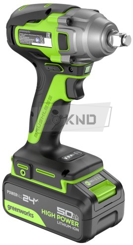 Гайковерт ударный аккумуляторный Greenworks GD24IW400 с АКБ 5 Ач и ЗУ - фото №5