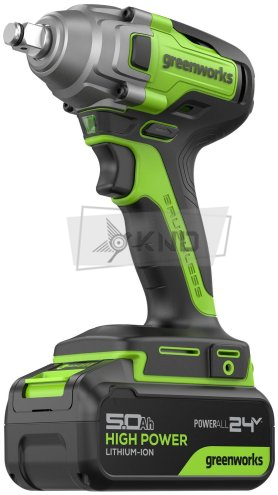 Гайковерт ударный аккумуляторный Greenworks GD24IW400 с АКБ 5 Ач и ЗУ - фото №6