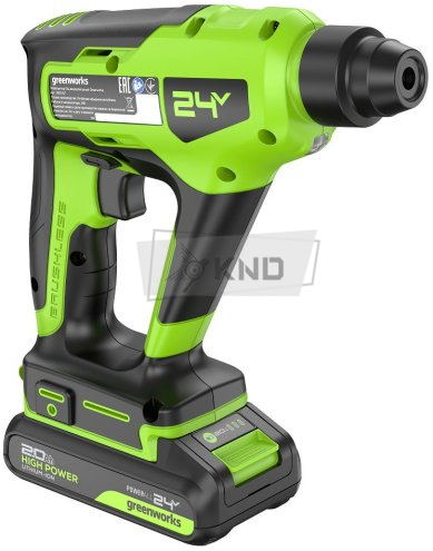 Перфоратор аккумуляторный Greenworks GD24SDS1 с АКБ 2 Ач и ЗУ - фото №1