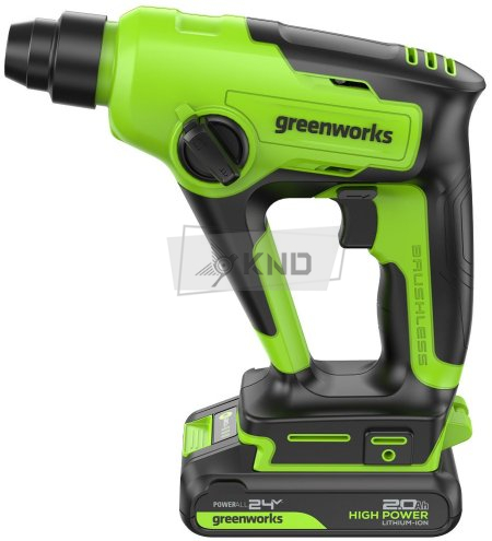 Перфоратор аккумуляторный Greenworks GD24SDS1 с АКБ 2 Ач и ЗУ - фото №2