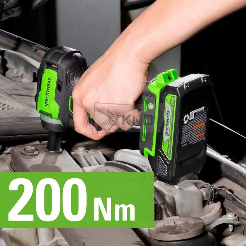 Гайковерт ударный аккумуляторный Greenworks GD24IW200 с АКБ 4 Ач и ЗУ - фото №10