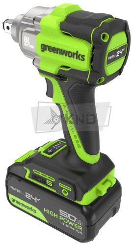 Гайковерт ударный аккумуляторный Greenworks IW5500 с АКБ 5 Ач и ЗУ - фото №2