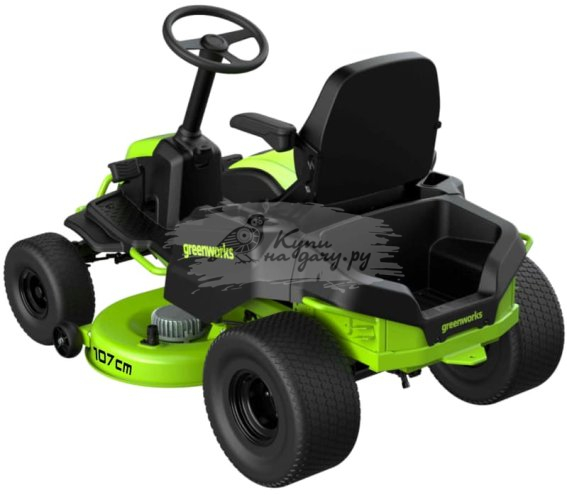 Трактор садовый аккумуляторный Greenworks GC82LT107, 82V, без АКБ и ЗУ - фото №3