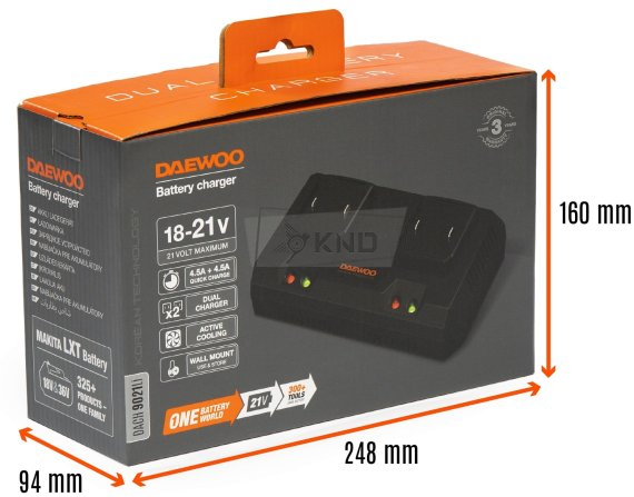 Универсальное зарядное устройство DAEWOO DACH 9021Li, 21В, (4.5А+4.5А) 9А - фото №4