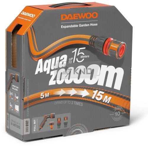 Шланг растягивающийся Aquazoom 5-15м с набором для полива DAEWOO DWH 6102 - фото №3
