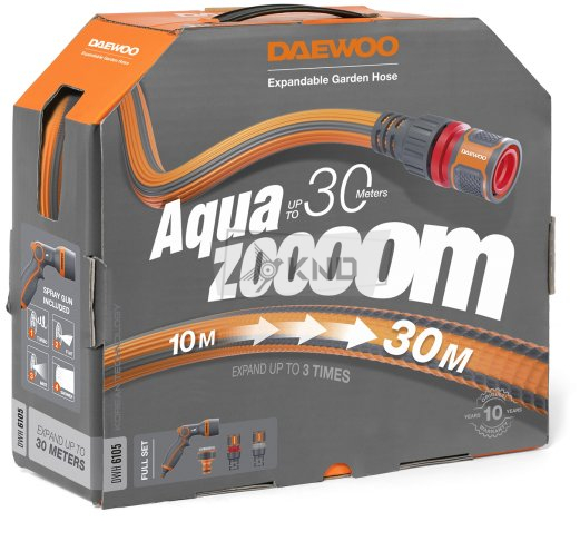 Шланг растягивающийся Aquazoom 10-30м с набором для полива DAEWOO DWH 6105 - фото №1