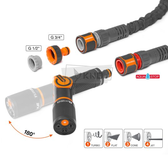 Шланг для полива DAEWOO TitanFlex DWH 9226 40м 15мм 5/8" с комплектом для полива - фото №4