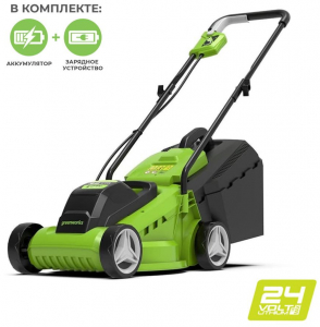 Аккумуляторная газонокосилка Greenworks G24LM33K2 с АКБ 2 Ач и ЗУ в Волгограде