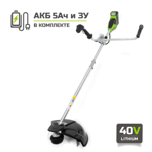 Триммер аккумуляторный Greenworks GD40BCBK5 с АКБ 5 Ач и ЗУ в Краснодаре