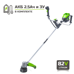 Триммер аккумуляторный Greenworks GD82BCBK2 с АКБ 2.5 Ач и ЗУ в Белгороде